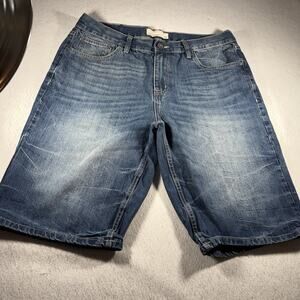 Y2K Ecko Unltd Baggy Blue Denim Shorts Men Size 36 Skater Grunge Cotton Pockets